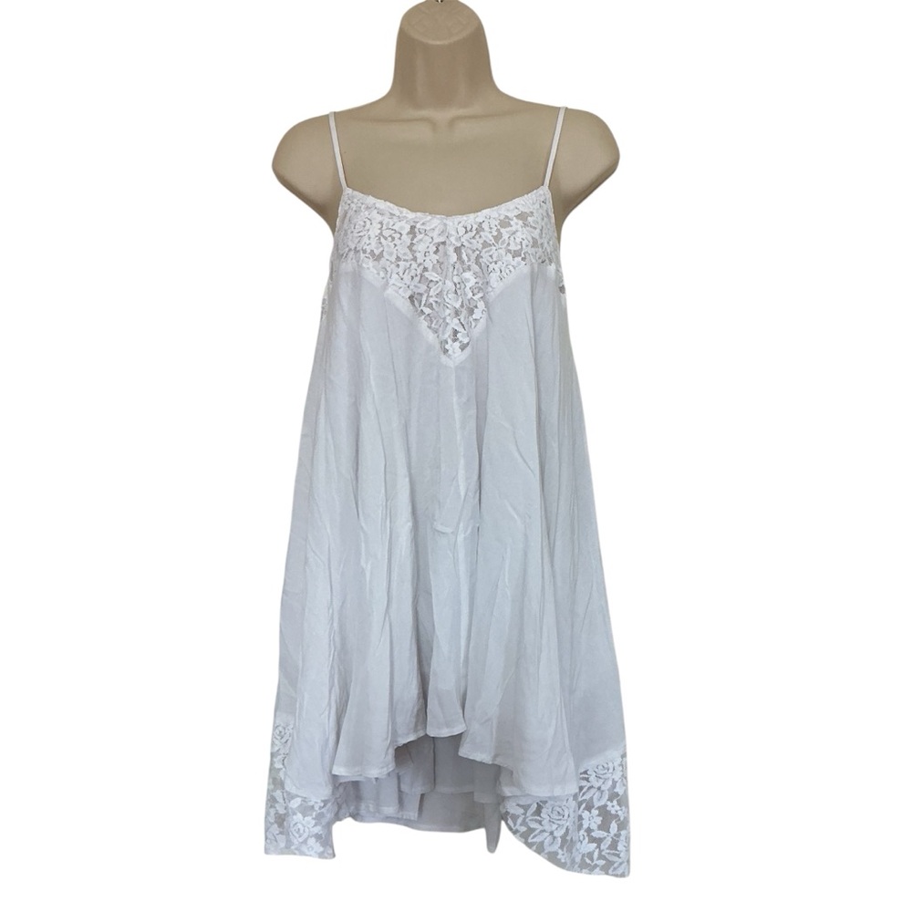 NWT ANGL White Lace Sleeveless Wide Bottom Lined Top Tunic Size Small Flowy